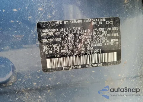 2024 Subaru Forester z USA, uszkodzony, nr VIN JF2SKABC8RH470891